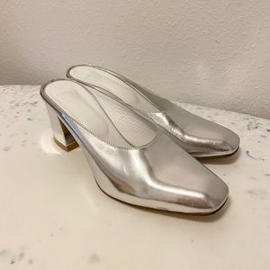 MNZ Silver Patent Leather Mules
